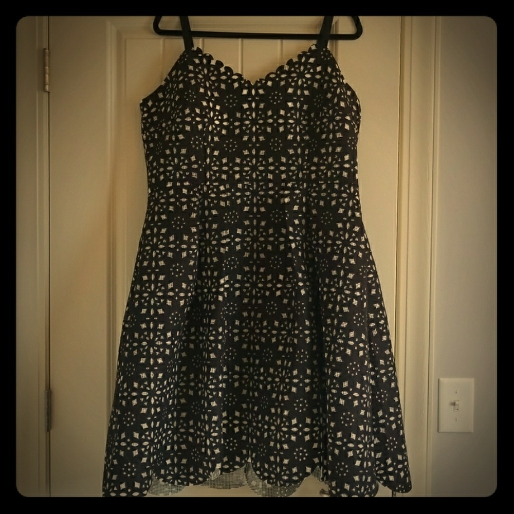 City Chic Black Laser Cut Fit and Flare Dress